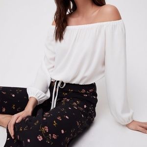 Aritzia Wilfred White Off-the-shoulder Blouse